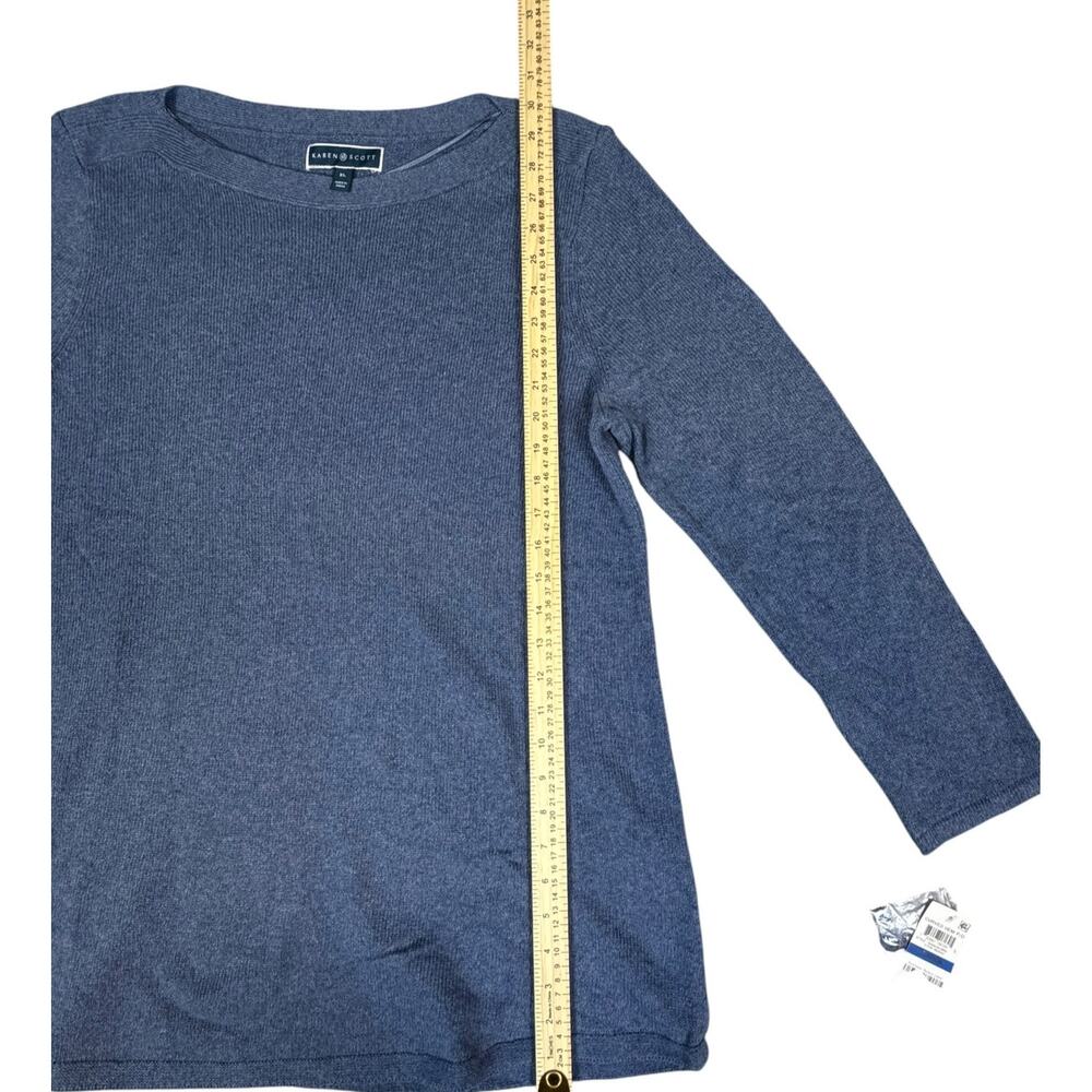 Karen Scott Women's XL Blue Heather Pullover Sweater 60% Cotton 40% Acrylic - Picture 7 of 10